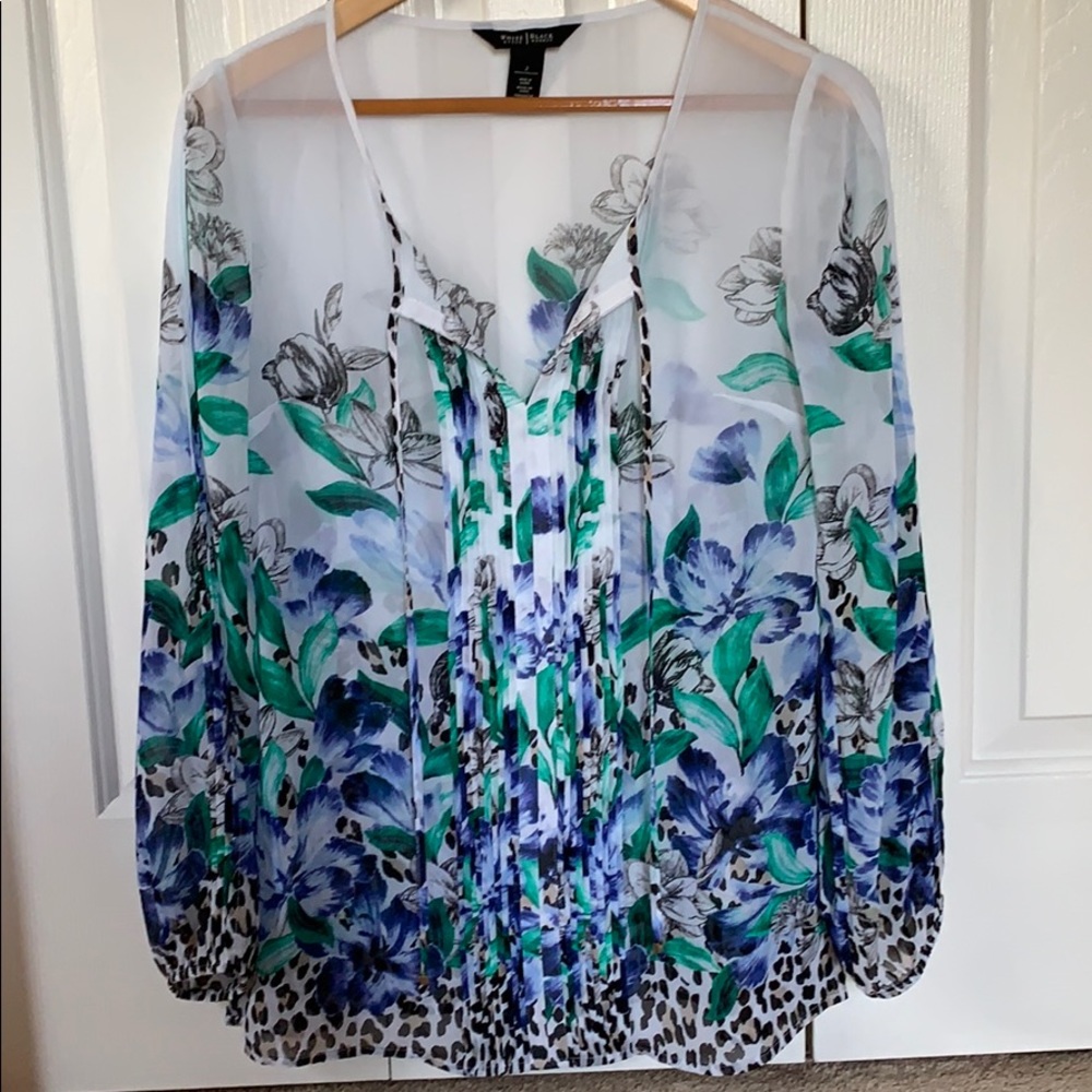 White House Black Market blue/white tunic size 2